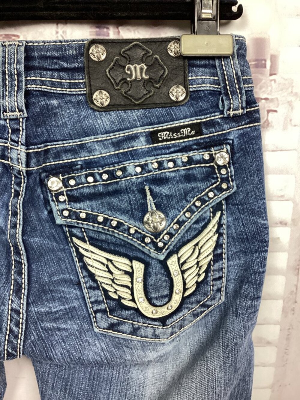 Miss Me Blue Jeans Blue Boot Cut Wings Embellished 26